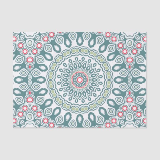 Blauwgroen en groene Global Style Medallion Tissuepapier (Voorkant)