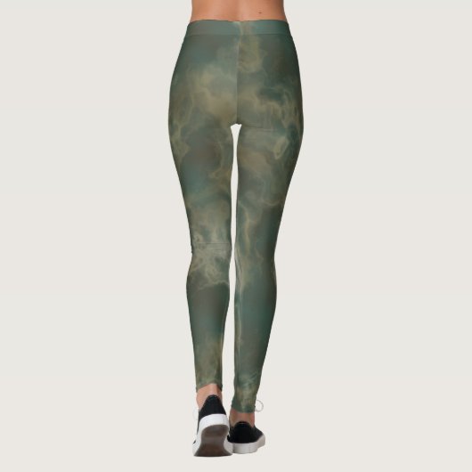 Blauwgroen en groene marmer leggings (Achterkant)