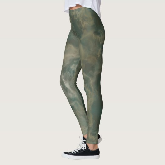 Blauwgroen en groene marmer leggings (Links)