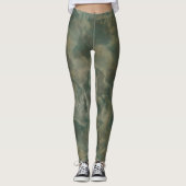 Blauwgroen en groene marmer leggings (Voorkant)