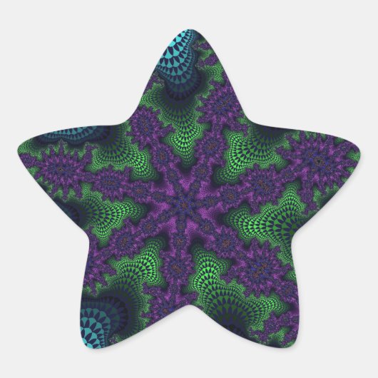Blauwgroen en groene Starburst Ster Sticker (Voorkant)