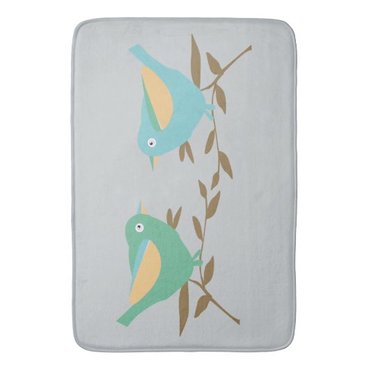Blauwgroen en groene vogels badmat (Voorkant Verticaal)