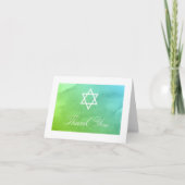 Blauwgroen en groene Waterverf Bat Mitzvah Dank U Bedankkaart (Voorkant)