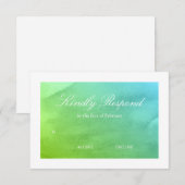Blauwgroen en groene Waterverf RSVP Kaartje (Voorkant / Achterkant)