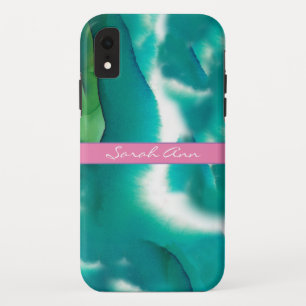 Blauwgroen en groene Waterverf schilderen Case-Mate iPhone Case
