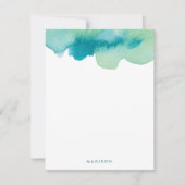 Blauwgroen en groene Waterverven Hartelijk dank Notitiekaartje (Voorkant)