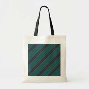 Blauwgroen en houtskool met vijf strippen tote bag