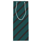 Blauwgroen en houtskool met vijf strippen wijn cadeautas (Achterkant)