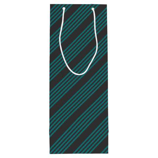 Blauwgroen en houtskool met vijf strippen wijn cadeautas (Achterkant)