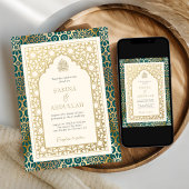 Blauwgroen en Ivoor Islamitische Boog Moslim Bruil Kaart