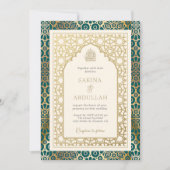 Blauwgroen en Ivoor Islamitische Boog Moslim Bruil Kaart (Voorkant)