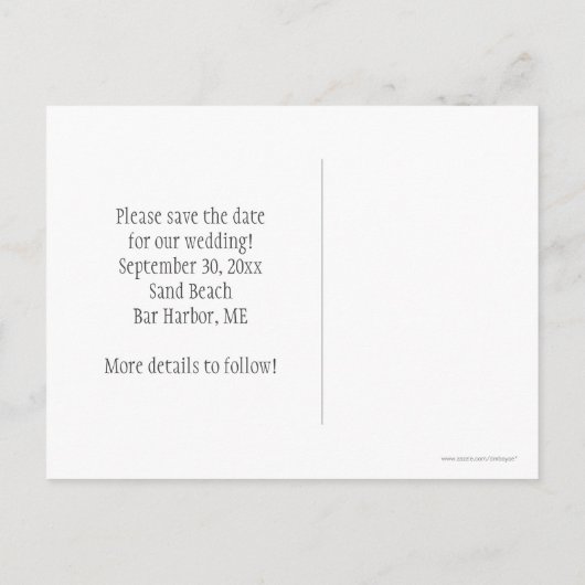 Blauwgroen en ivoren strepen Seashells Save The Da Aankondigingskaart (Achterkant)