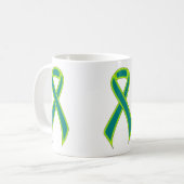 Blauwgroen en kalkgroen bewustzijn koffiemok (Voorkant links)