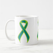 Blauwgroen en kalkgroen bewustzijn koffiemok (Links)