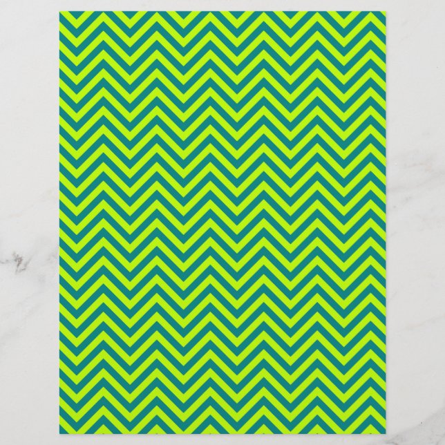 Blauwgroen en kalkgroen Chevron Pattern (Voorkant)