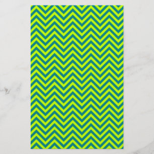Blauwgroen en kalkgroen Chevron Pattern Briefpapier