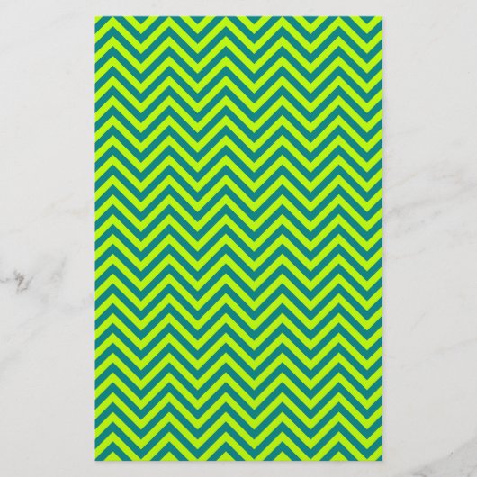 Blauwgroen en kalkgroen Chevron Pattern Briefpapier (Voorkant)