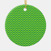 Blauwgroen en kalkgroen Chevron Pattern Keramisch Ornament (Voorkant)