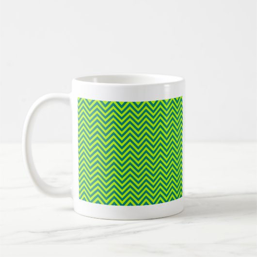 Blauwgroen en kalkgroen Chevron Pattern Koffiemok (Links)