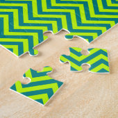 Blauwgroen en kalkgroen Chevron Pattern Legpuzzel (Zijkant)