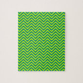 Blauwgroen en kalkgroen Chevron Pattern Legpuzzel (Verticaal)