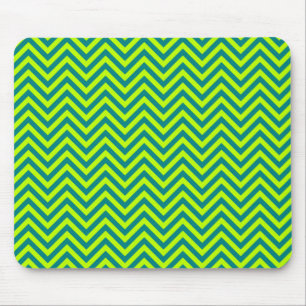 Blauwgroen en kalkgroen Chevron Pattern Muismat