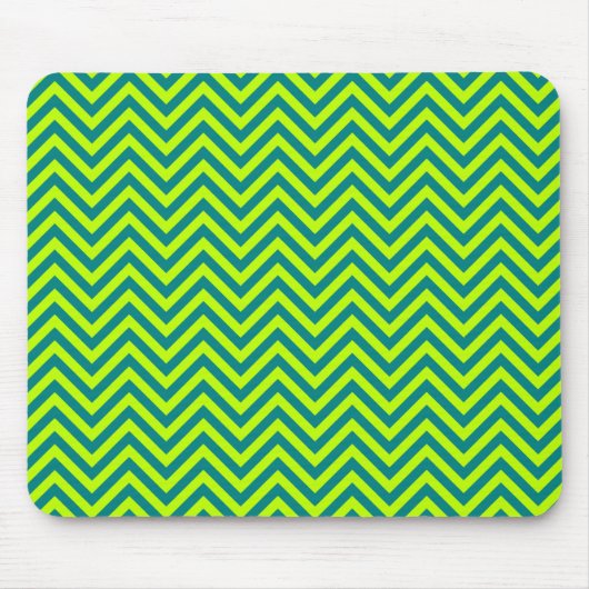 Blauwgroen en kalkgroen Chevron Pattern Muismat (Voorkant)