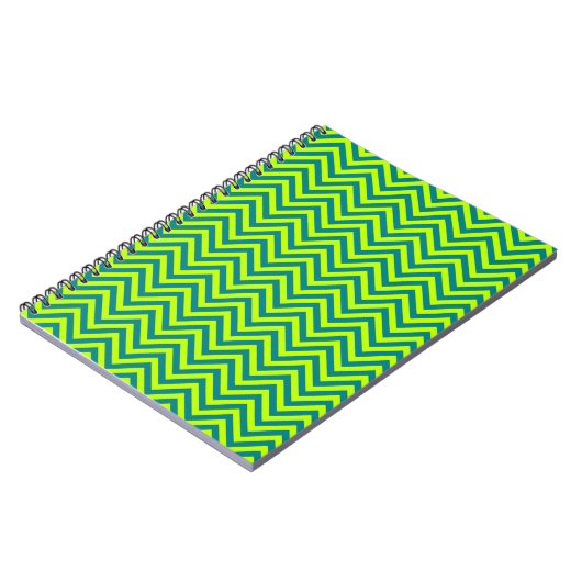 Blauwgroen en kalkgroen Chevron Pattern Notitieboek (Linkerzijde)