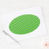 Blauwgroen en kalkgroen Chevron Pattern Ovale Sticker (Envelop)