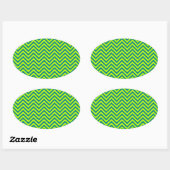 Blauwgroen en kalkgroen Chevron Pattern Ovale Sticker (Vel)