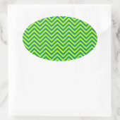 Blauwgroen en kalkgroen Chevron Pattern Ovale Sticker (Tas)