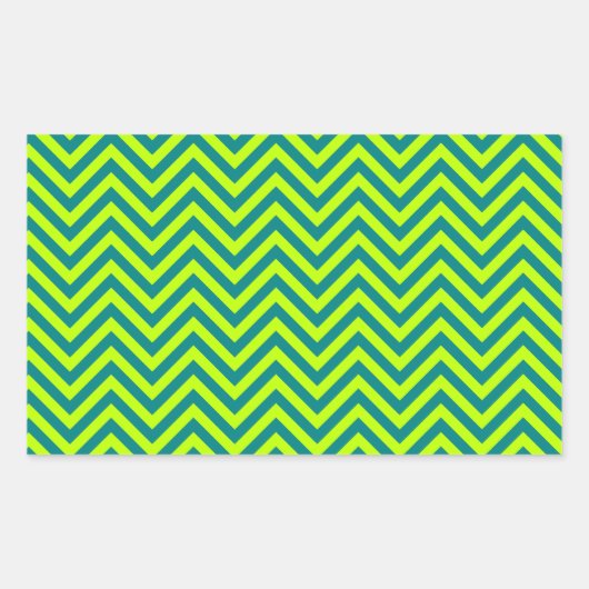 Blauwgroen en kalkgroen Chevron Pattern Rechthoekige Sticker (Voorkant)