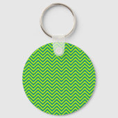 Blauwgroen en kalkgroen Chevron Pattern Sleutelhanger (Voorkant)