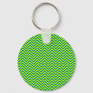 Blauwgroen en kalkgroen Chevron Pattern Sleutelhanger