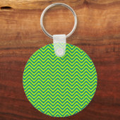 Blauwgroen en kalkgroen Chevron Pattern Sleutelhanger (Voorkant)