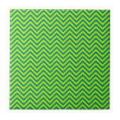 Blauwgroen en kalkgroen Chevron Pattern Tegeltje (Voorkant)