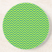 Blauwgroen en kalkgroen Chevron Pattern Zandsteen Onderzetter (Voorkant)