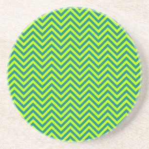 Blauwgroen en kalkgroen Chevron Pattern Zandsteen Onderzetter