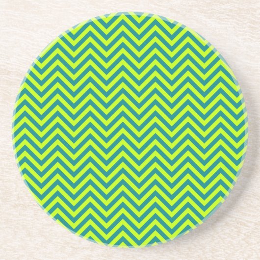 Blauwgroen en kalkgroen Chevron Pattern Zandsteen Onderzetter (Voorkant)