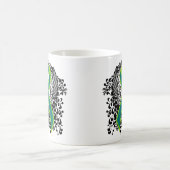 Blauwgroen en kalkgroen lint met vleugels koffiemok (Center)