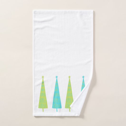 Blauwgroen en kalkgroene kerstbomen op maat bad handdoek (Handdoek)