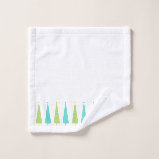 Blauwgroen en kalkgroene kerstbomen op maat bad handdoek (Wasdoekje)