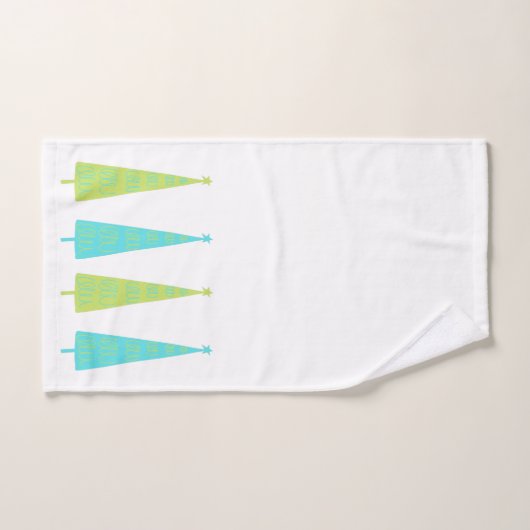Blauwgroen en kalkgroene kerstbomen op maat bad handdoek (Handdoek)