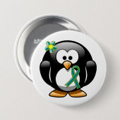 Blauwgroen en kalkgroene lint Penguin Ronde Button 7,6 Cm (Voorkant /achterkant)