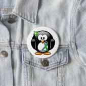Blauwgroen en kalkgroene lint Penguin Ronde Button 7,6 Cm (In situ)