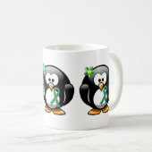 Blauwgroen en kalkgroene pinguïn koffiemok (Voorkant rechts)