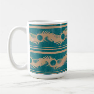 Blauwgroen en karamel spiraal geometrisch gestreep koffiemok