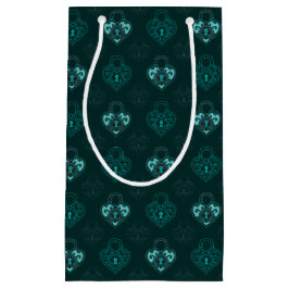 Blauwgroen en koolstofvergrendelde harten met gepa klein cadeauzakje