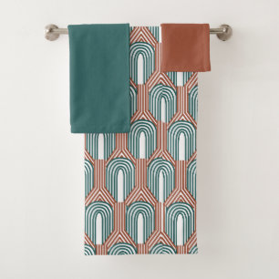 Blauwgroen en Koper Bad Handdoek
