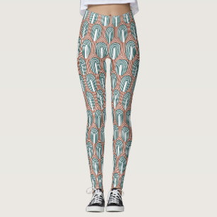 Blauwgroen en Koper Leggings